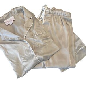 Birdy Grey Jonny Champagne Contrast Piping Long Sleeve Top Pants Pajama Set Sz M